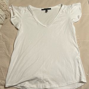 White t with ruffle sleeves